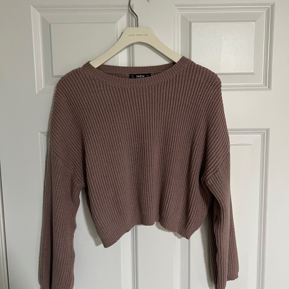SHEIN Mauve Crew Neck Sweater
